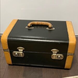 Vintage Black and Tan Vanity Case with Mirror